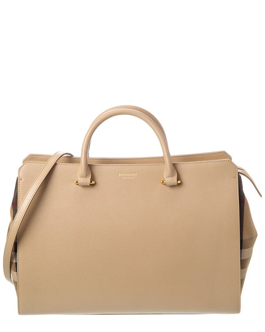 Burberry Banwell Medium Check Canvas & Leather Satchel