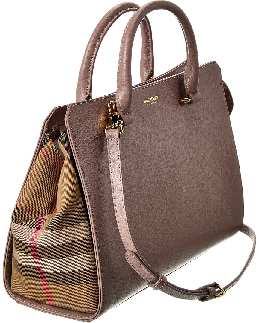 Burberry Banwell Small Check Canvas & Leather Satchel