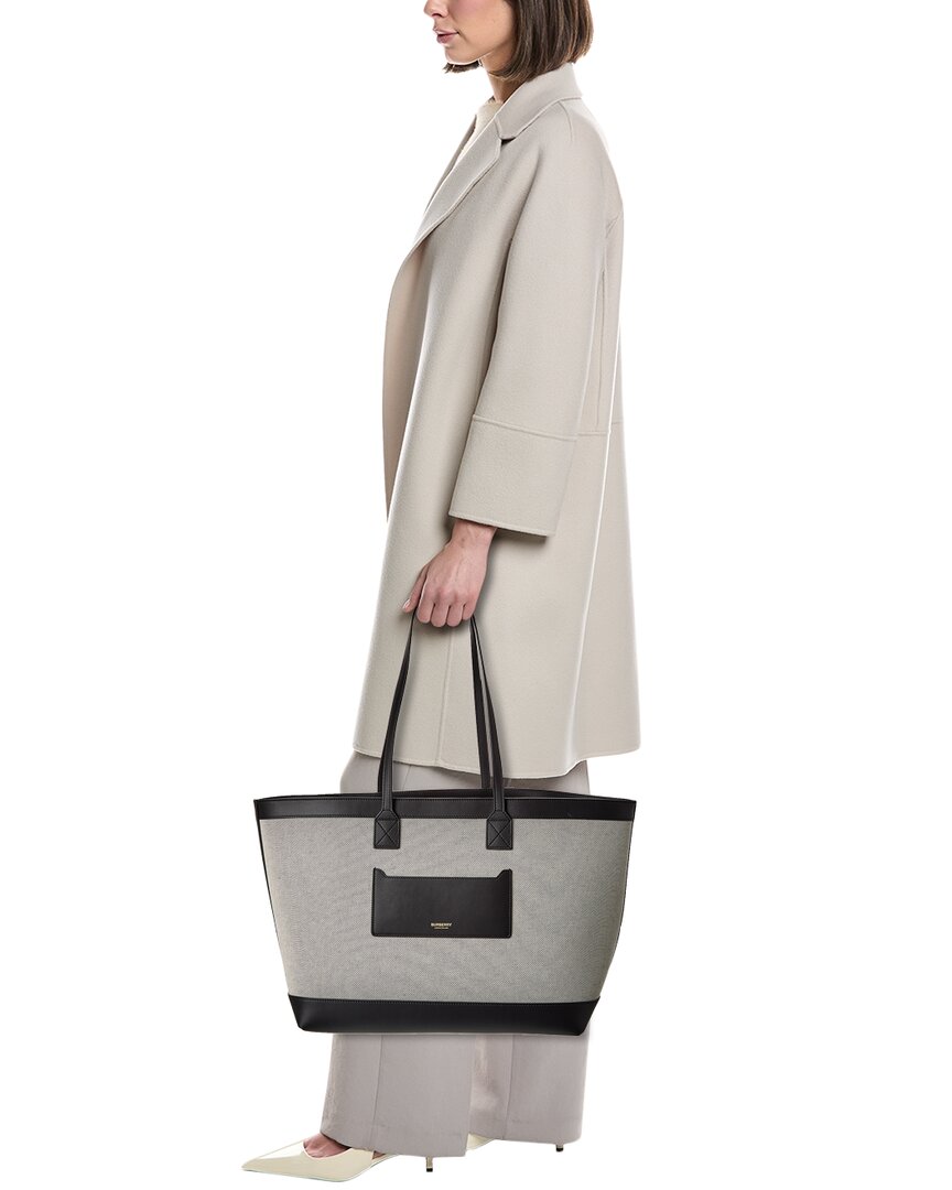 Burberry Logo Canvas & Leather Tote