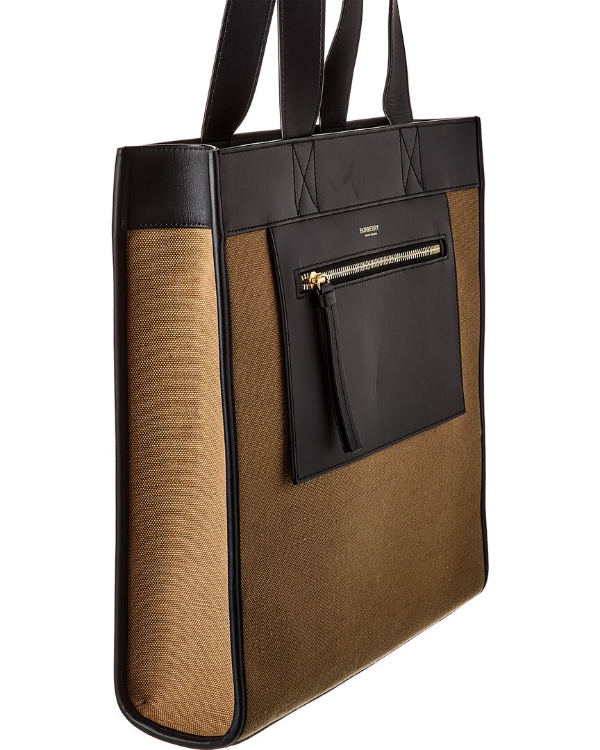 Burberry Logo Canvas & Leather Tote