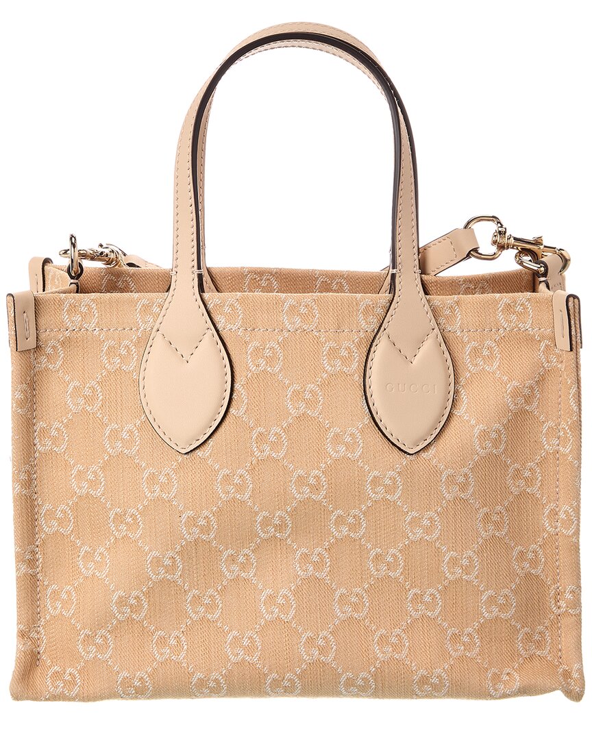 Gucci Ophidia Medium Gg Denim & Leather Tote