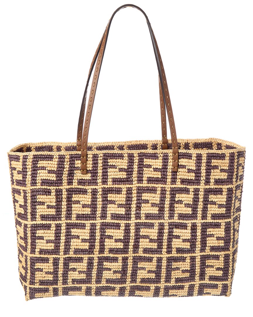 Fendi Roll Large Ff Raffia Tote