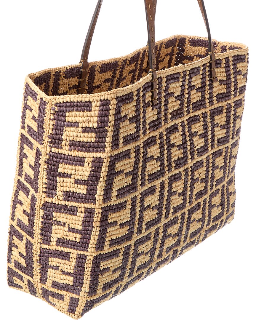 Fendi Roll Large Ff Raffia Tote