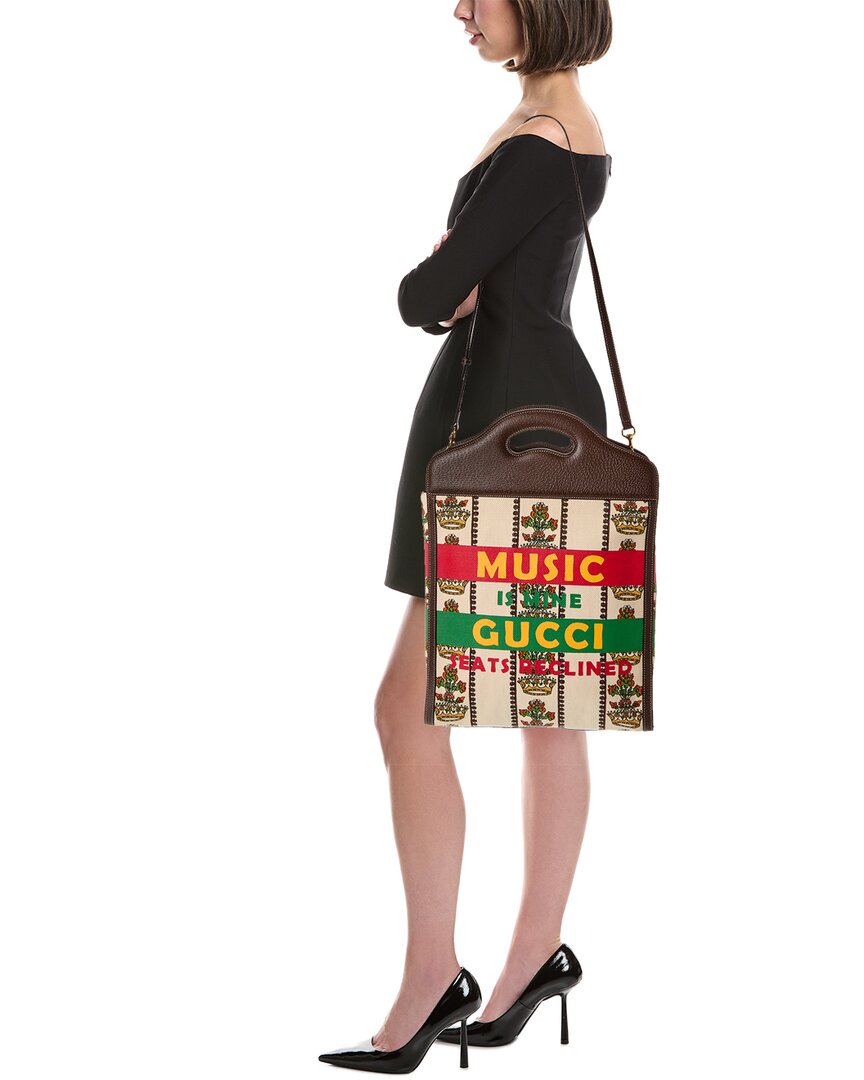 Gucci Centennial 100 Medium Canvas & Leather Tote