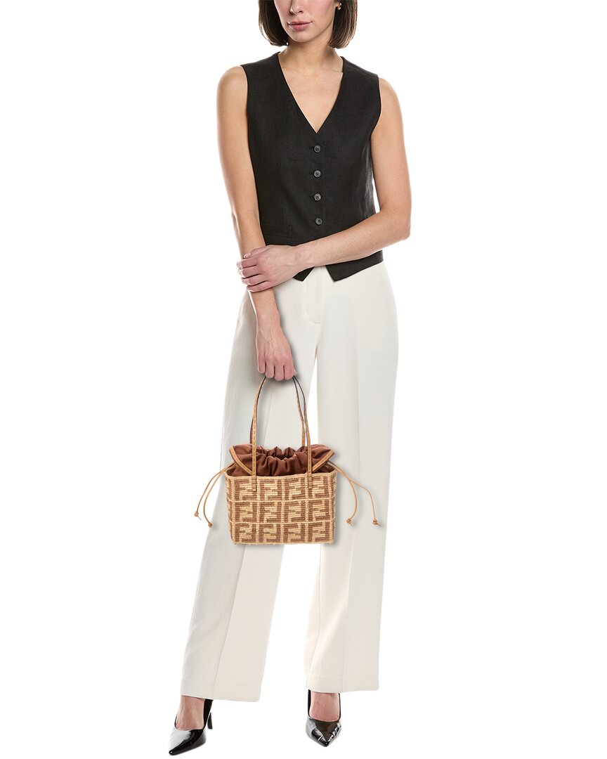 Fendi Roll Mini Ff Raffia Tote