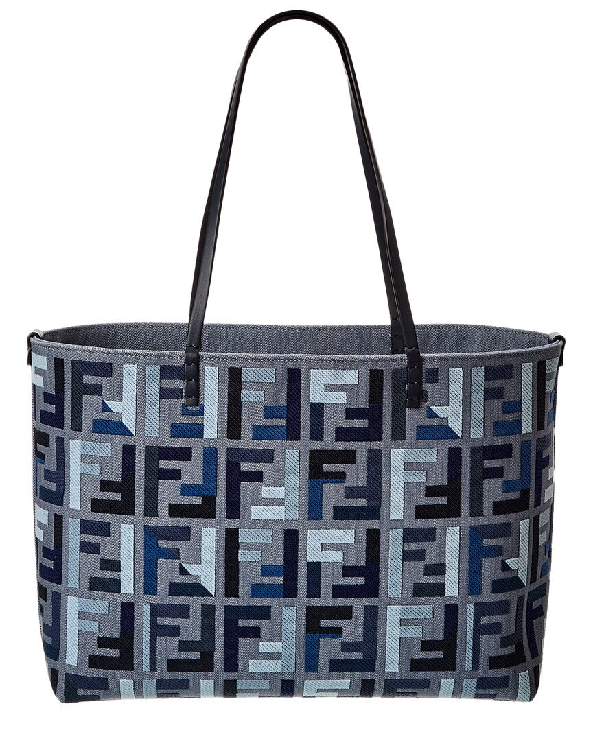 Fendi Roll Large Ff Canvas & Leather Tote