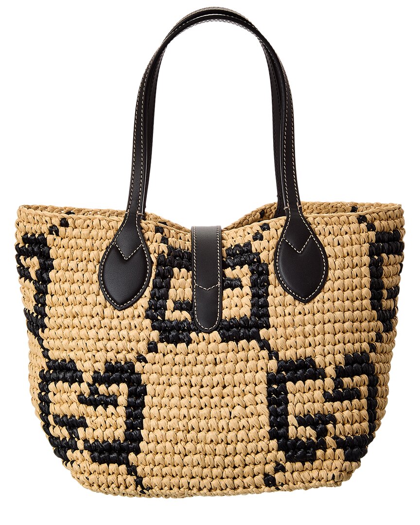 Gucci Woven Small Leather-Trim Tote