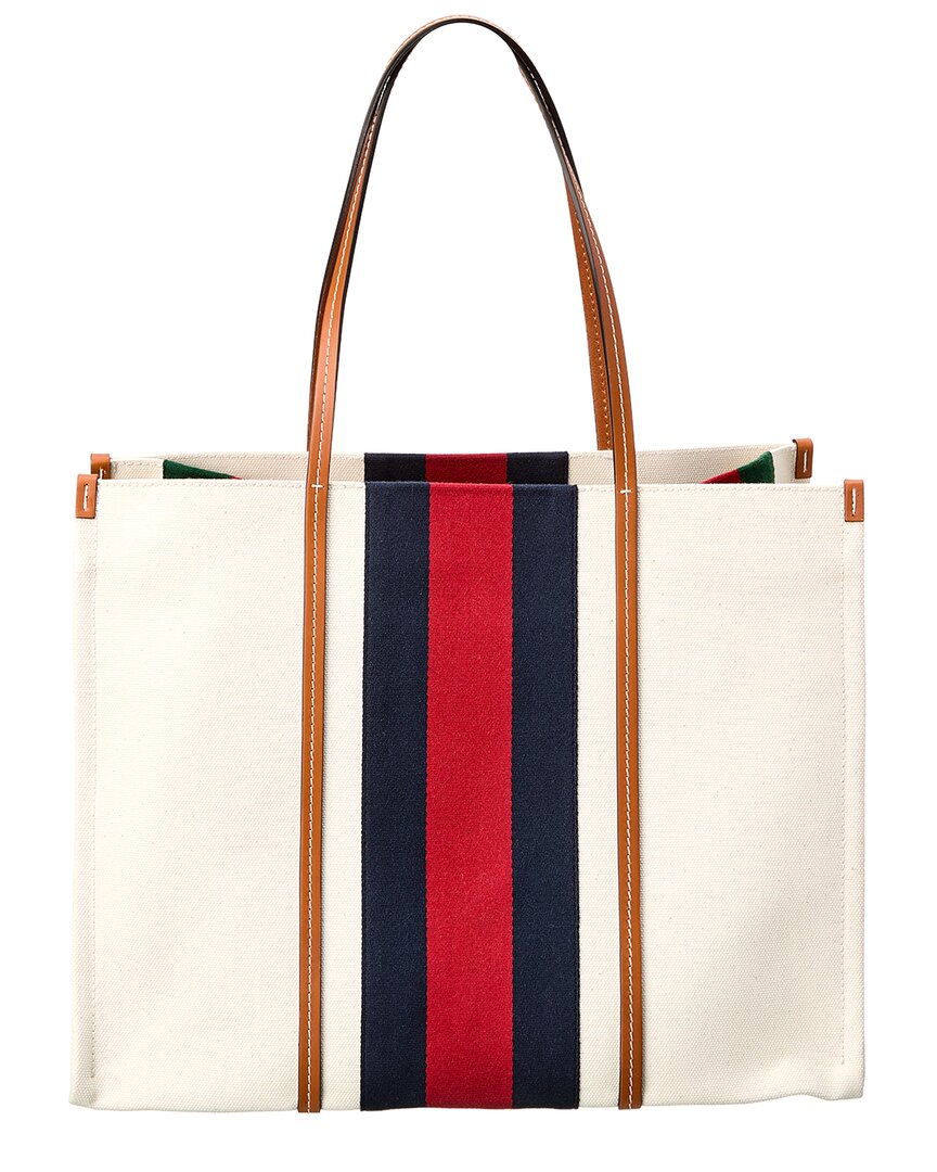 Gucci Interlocking G Canvas Leather-Trim Tote