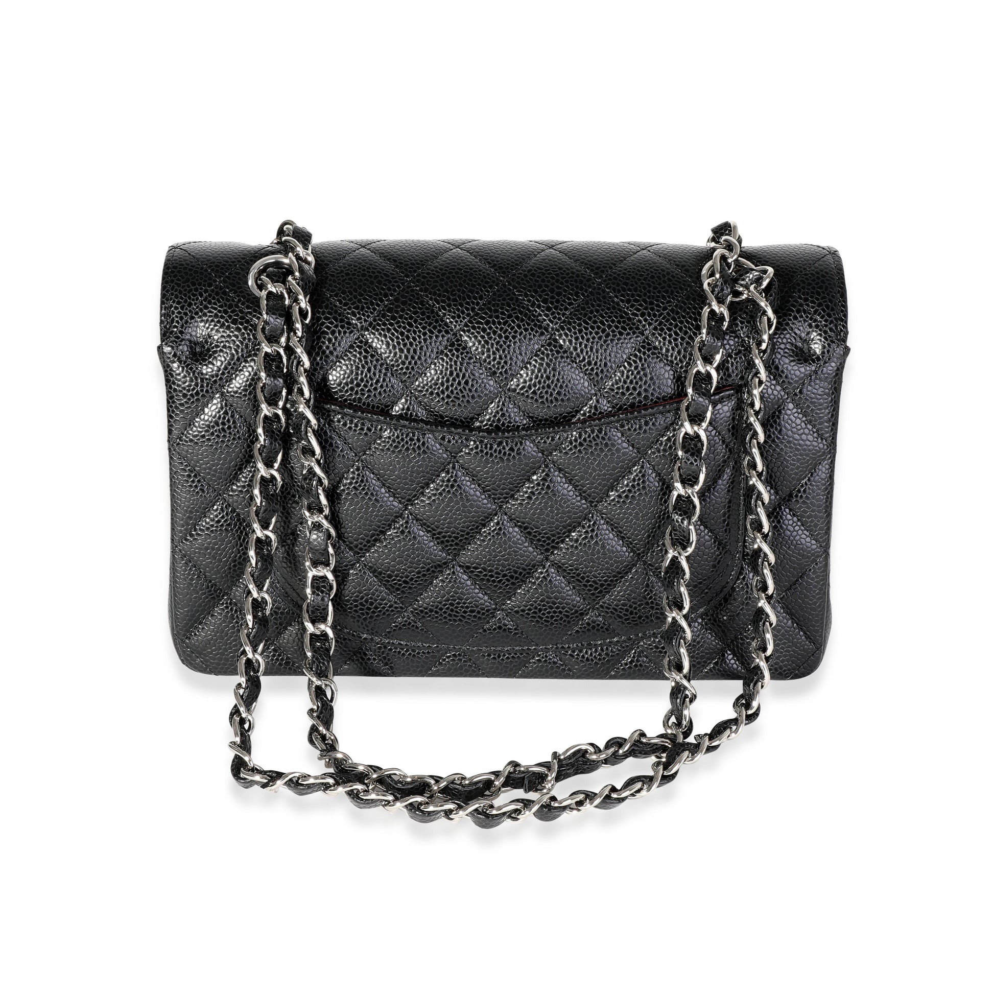 CHANEL Black Quilted Caviar Small Classic Double Flap Bag