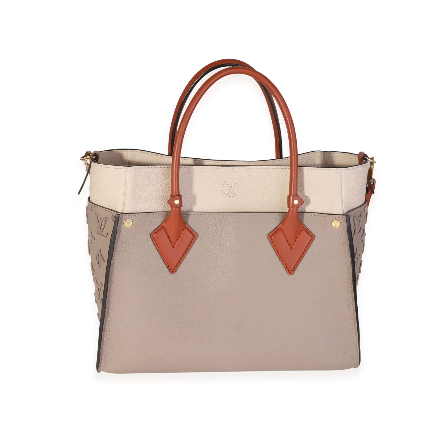 Luxury Women's Tote Bag | Louis Vuitton Galet Calfskin & Tufted Monogram On My Side MM Tote