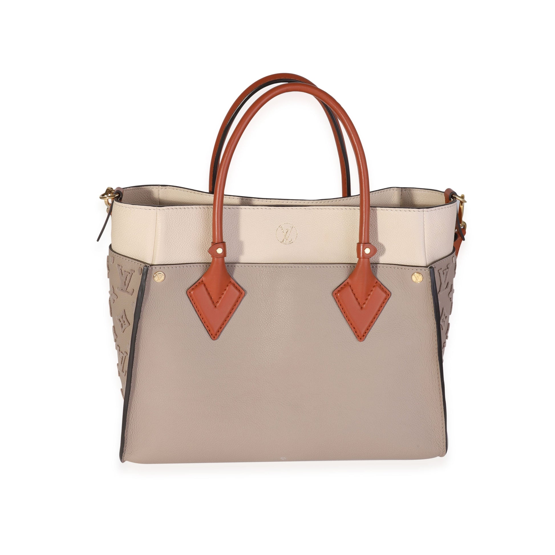 Luxury Women's Tote Bag | Louis Vuitton Galet Calfskin & Tufted Monogram On My Side MM Tote