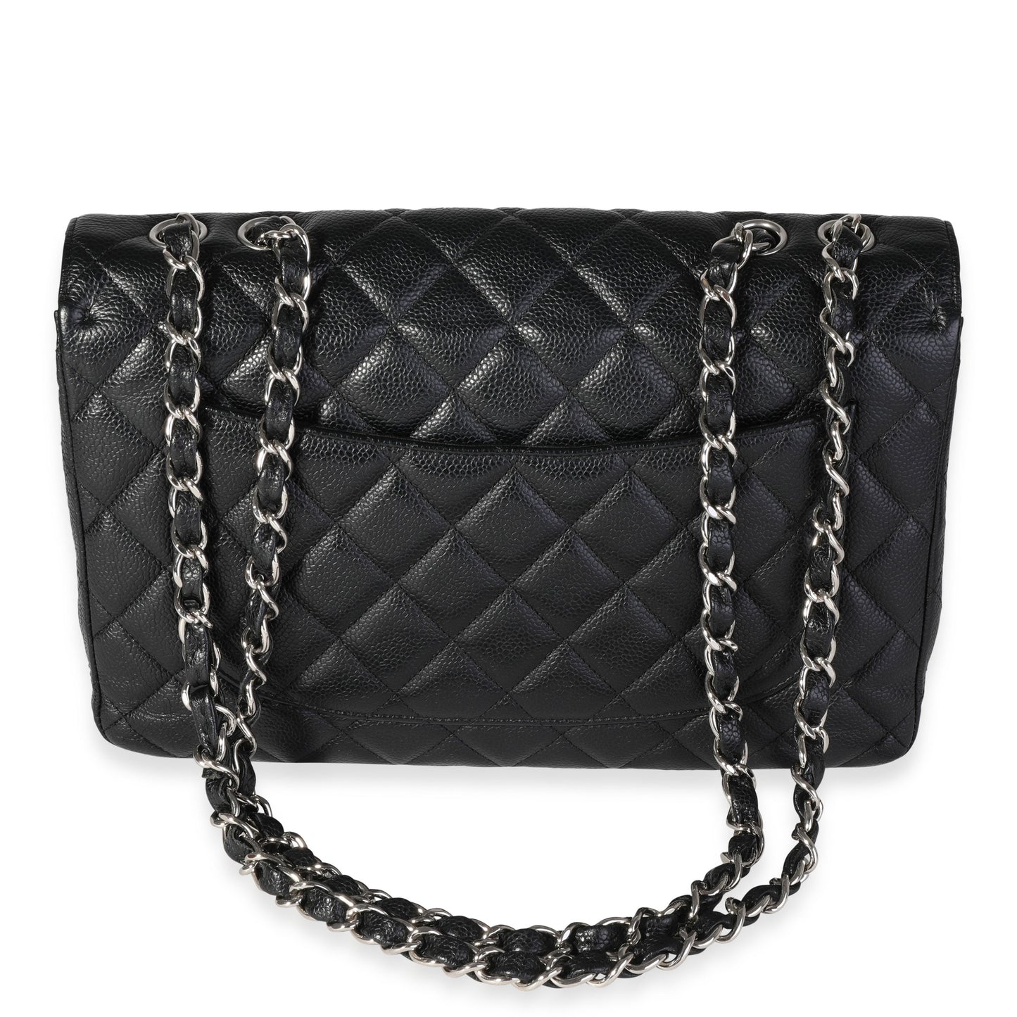 CHANEL Black Quilted Caviar Jumbo Classic Single Flap Bag