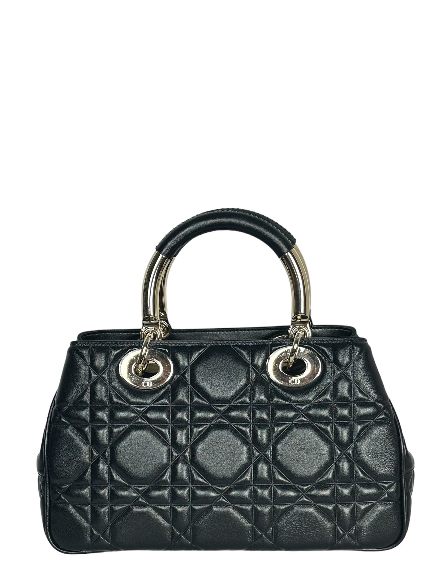 Christian Dior Black Leather Cannage Quilted The Lady 95.22 Bag