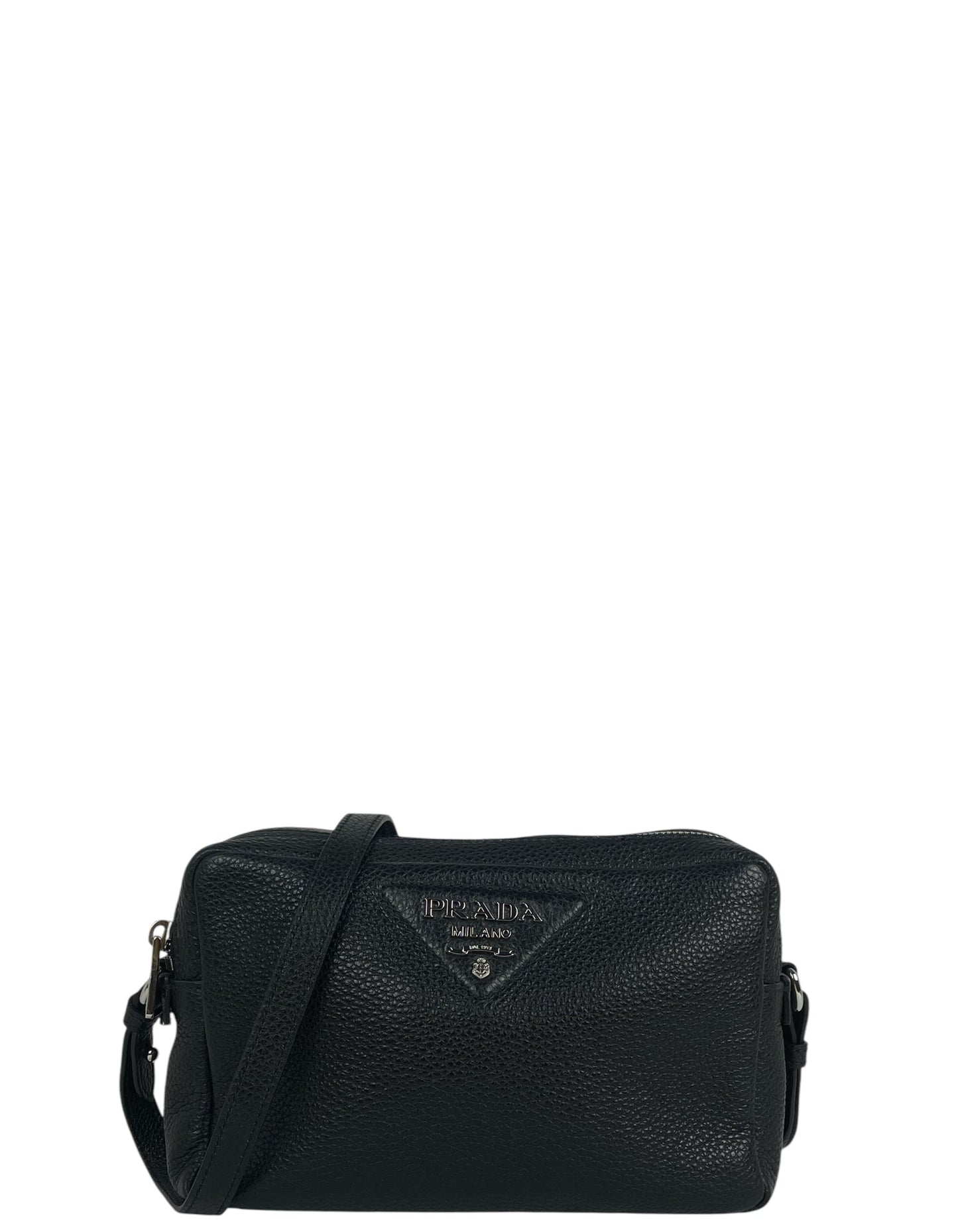 Prada Black Leather Flou Camera Bag