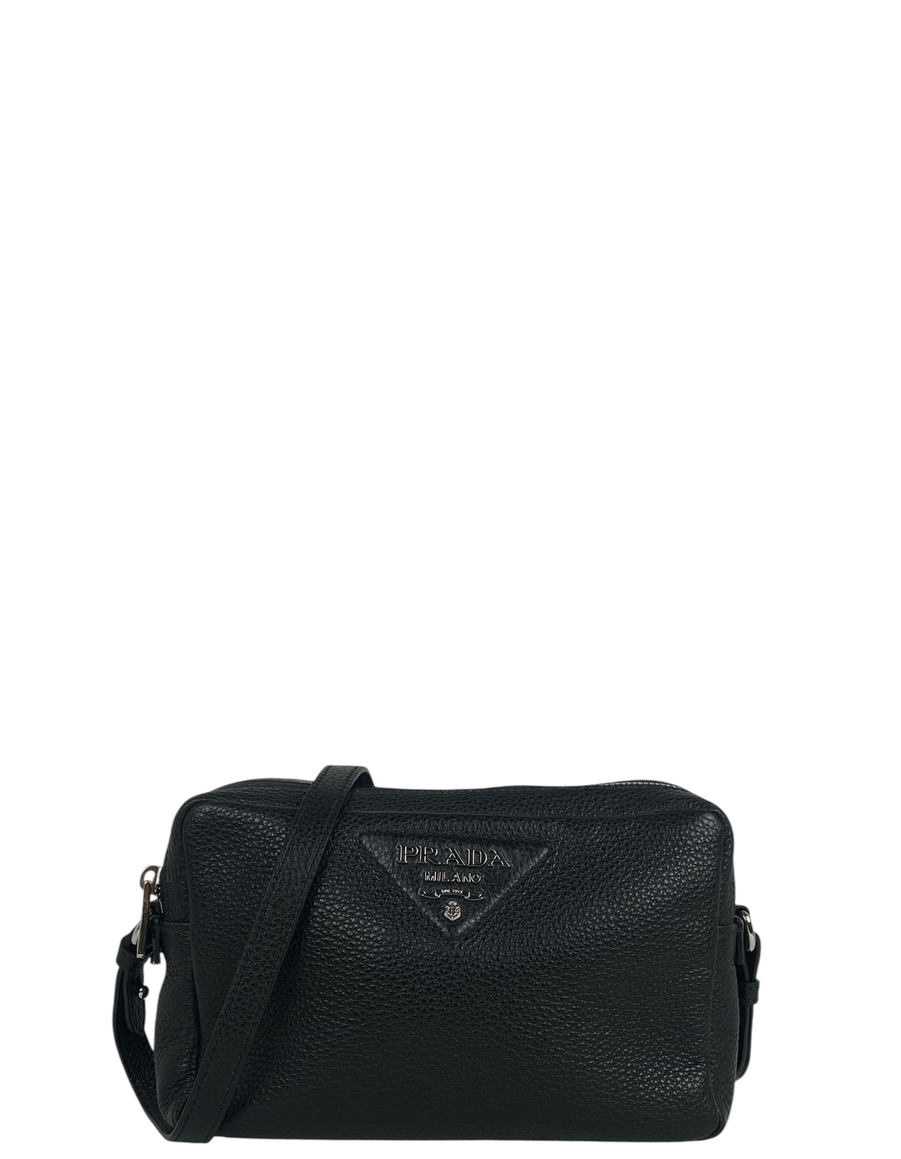 Prada Black Leather Flou Camera Bag