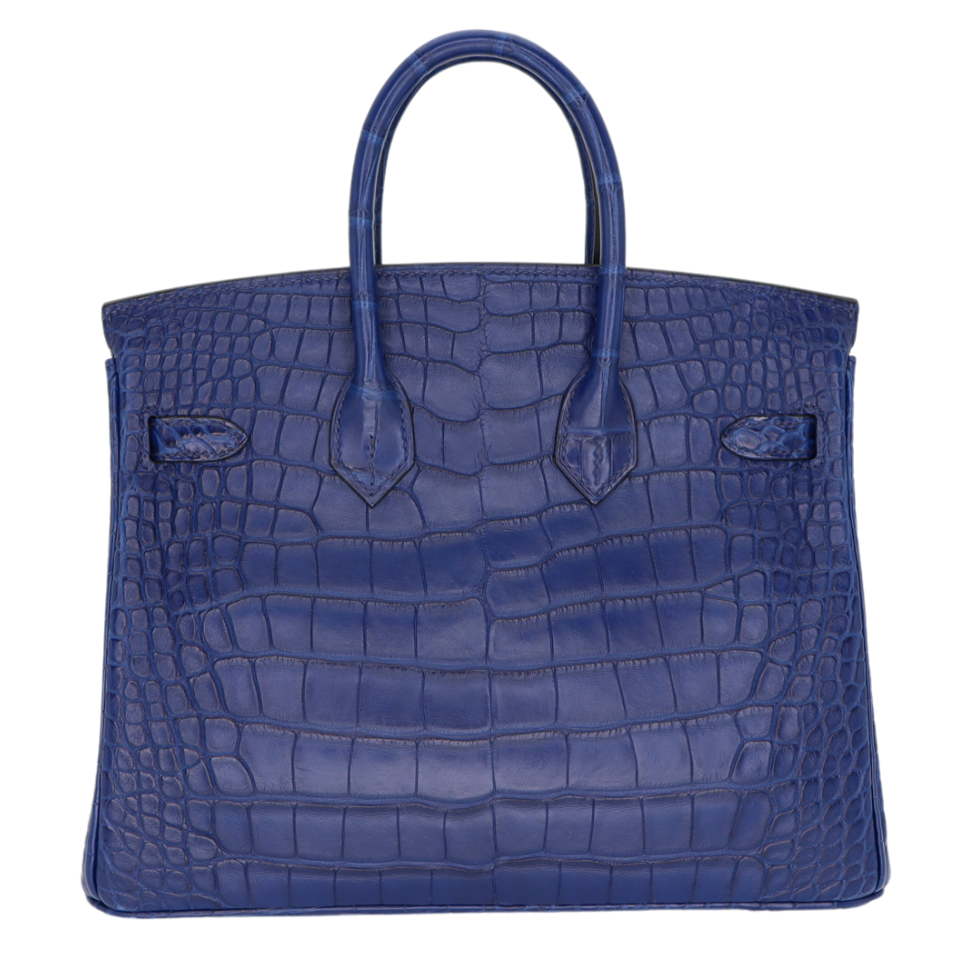 Hermes25cm Birkin Bleu Saphir Matte Alligator Palladium Hardware