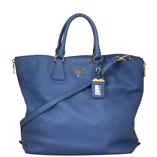 Prada Vitello Daino Large Expandable Shopper Tote