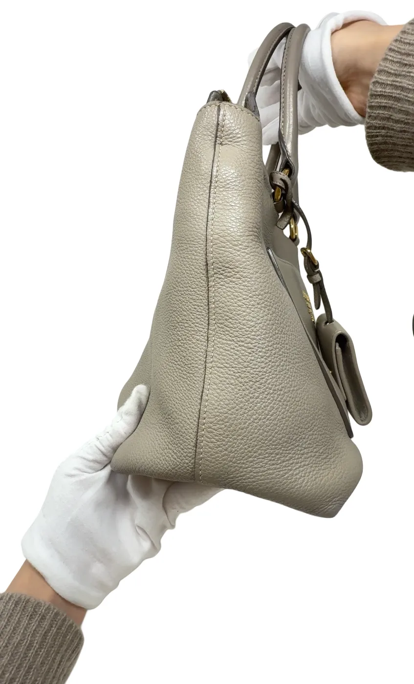 Prada Grey Daino Leather Two Way Tote Bag with Strap B20-47