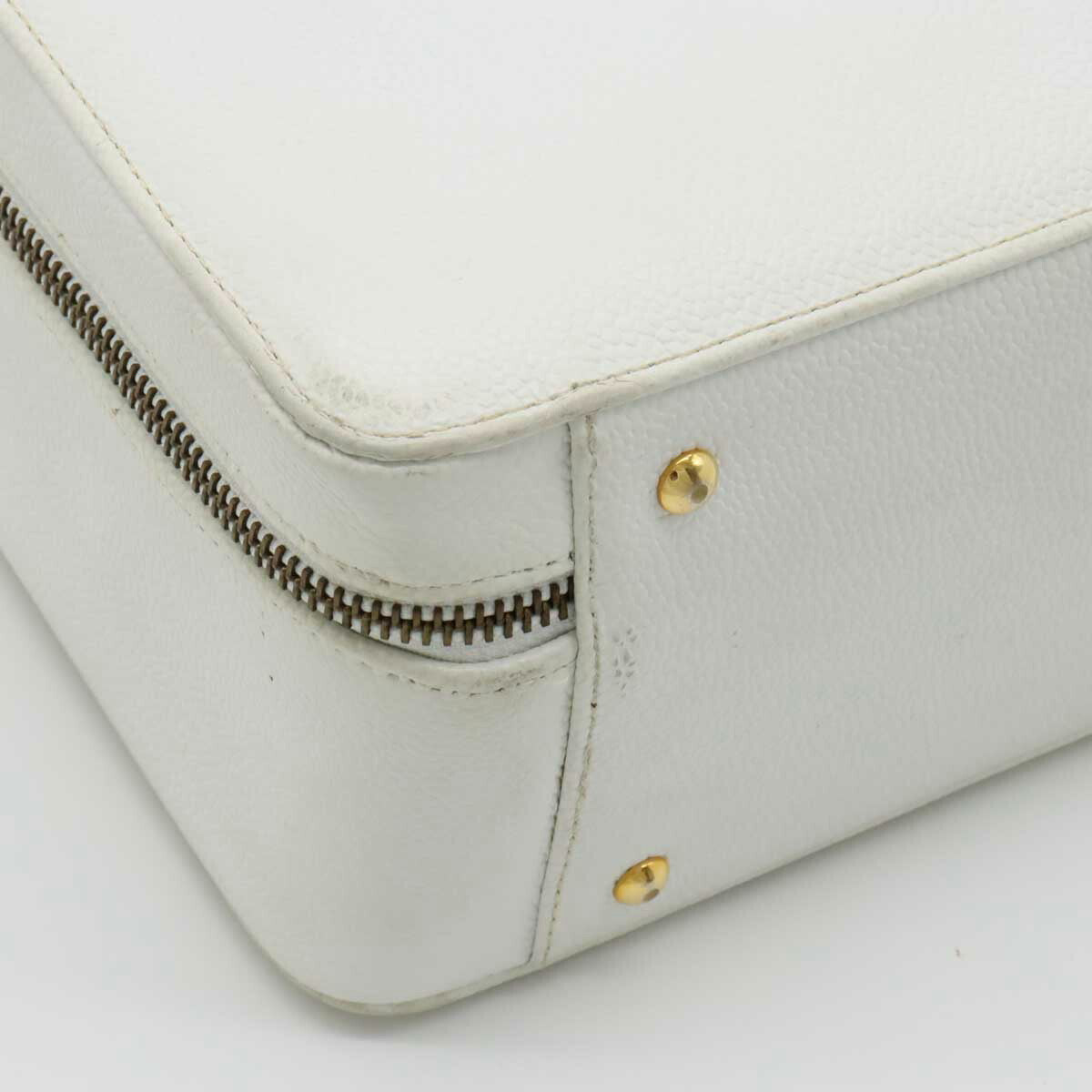Chanel Caviar Skin Coco 2way Handbag White A11265