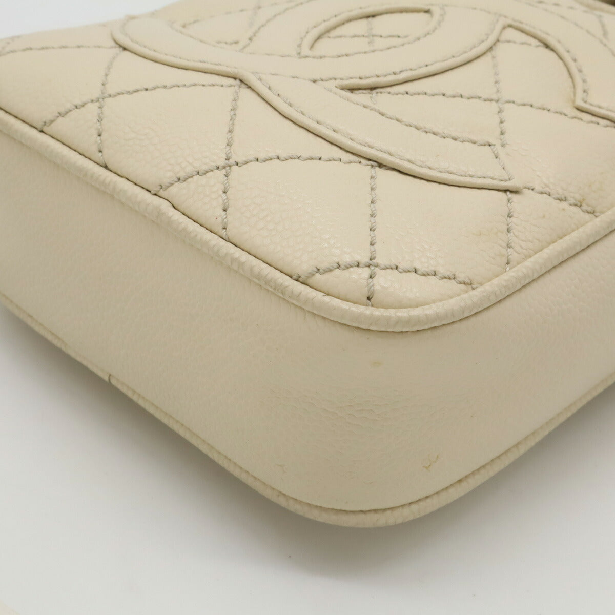 Chanel Caviar Skin MatelassÃ© Coco Shoulder Bag Mini Bag Light Beige Silver Hardware