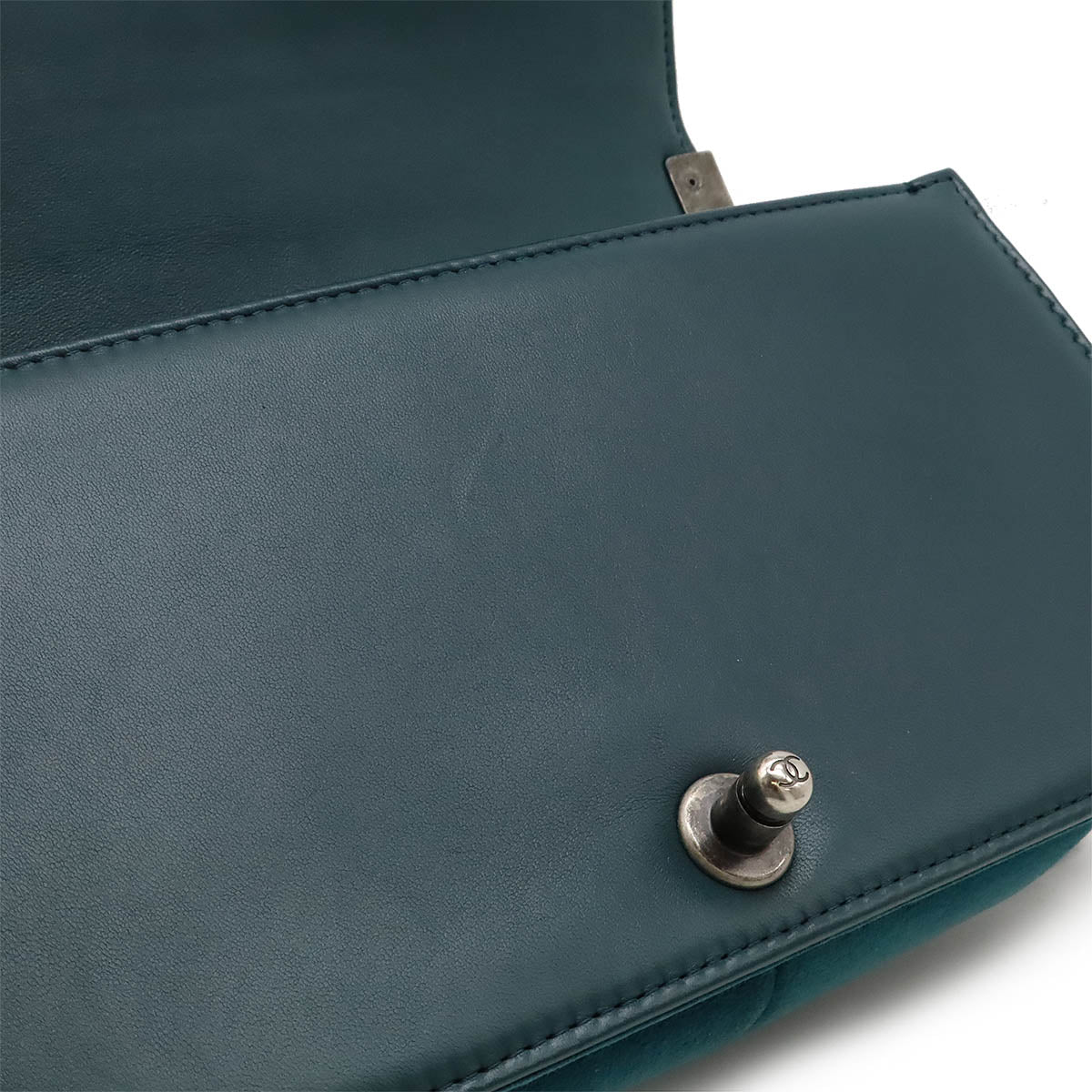 Chanel Velour Tweed Boy Chanel Chain Shoulder Bag Brown Multicolor/Green A67775