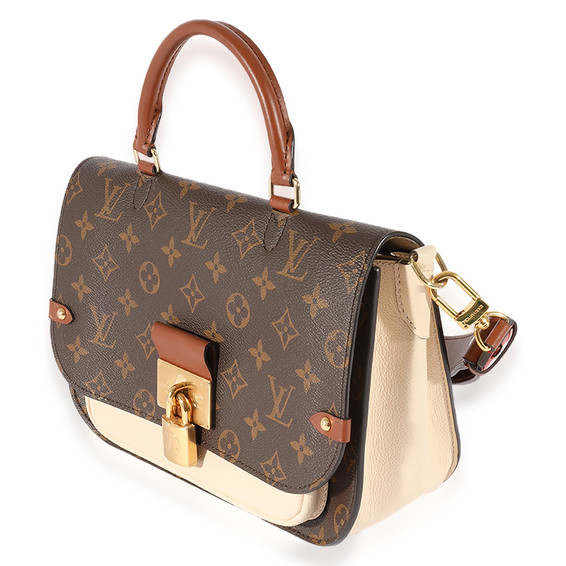 Elegant Women's Shoulder Bag | Louis Vuitton Monogram Canvas & Beige Leather Vaugirard Shoulder Bag