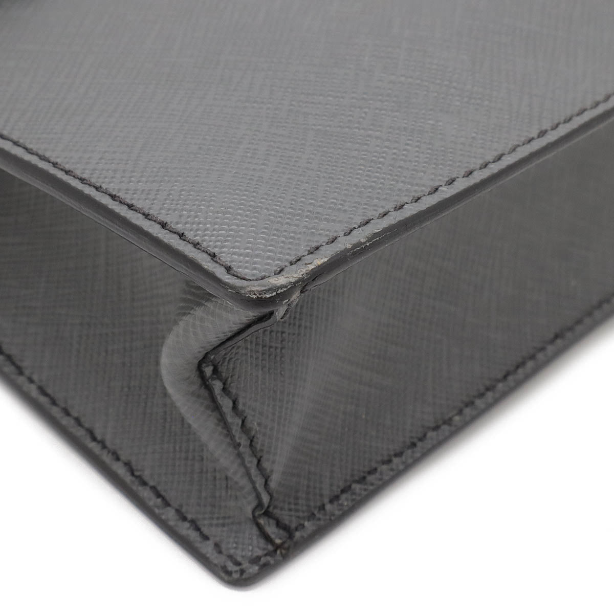 Prada Saffiano Clutch Bag 2way Bag Leather Grey