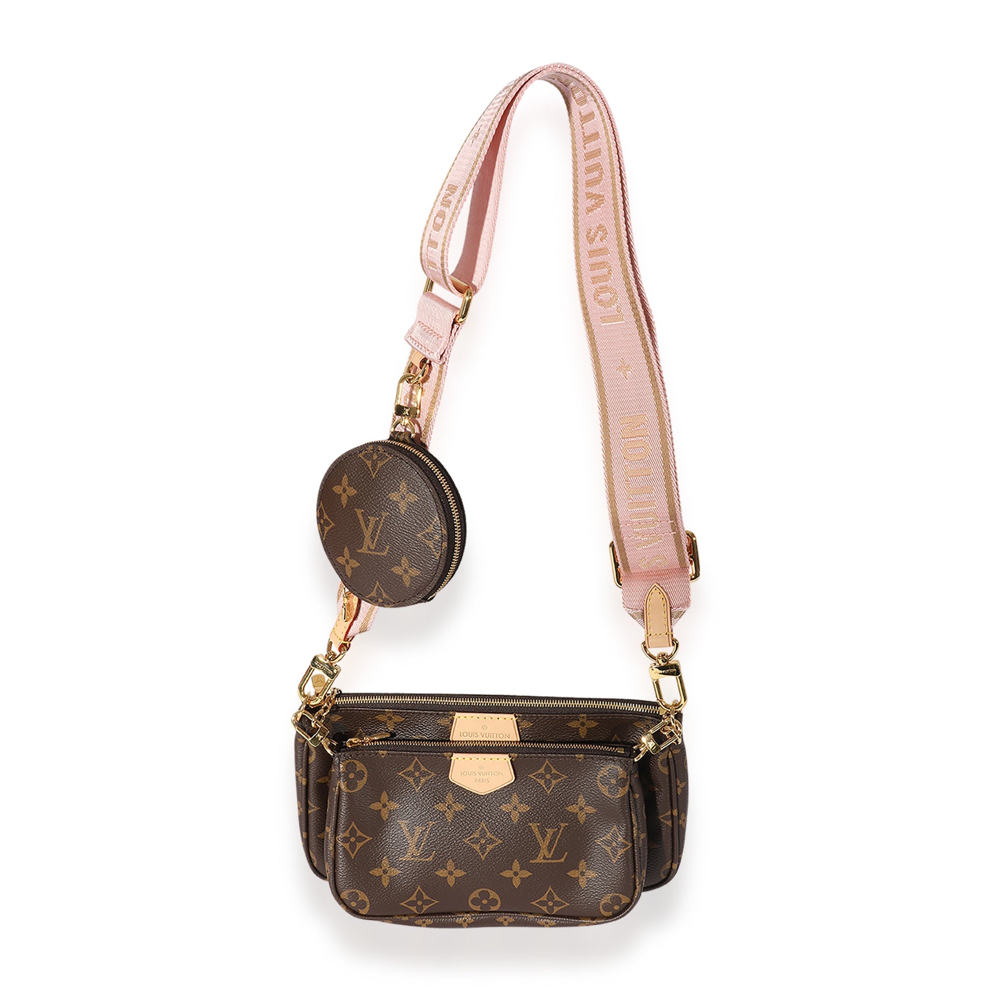 Designer Women's Crossbody Bag | Louis Vuitton Monogram Canvas & Rose Clair Multi-Pochette Accessoires