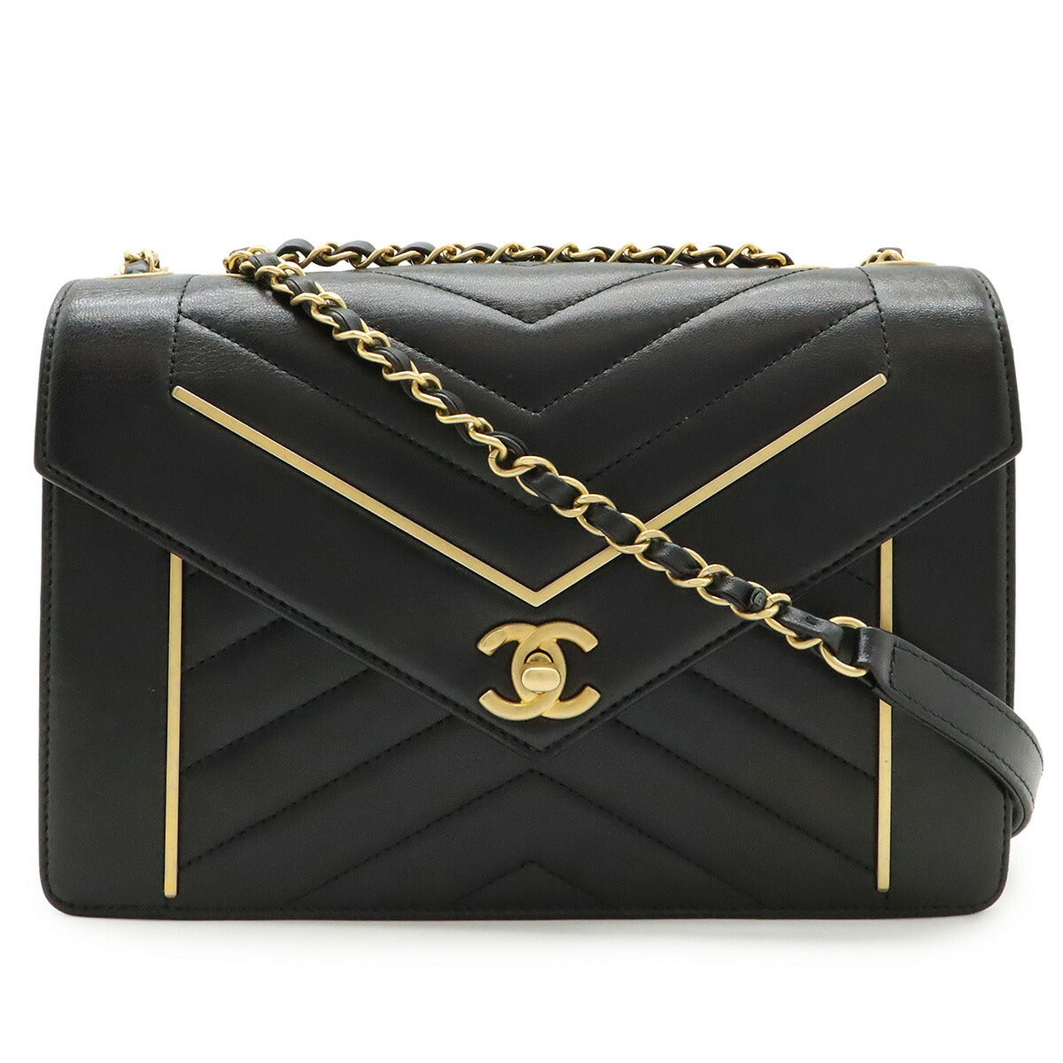 Chanel V Stitch Chevron Coco Lambskin Shoulder Bag