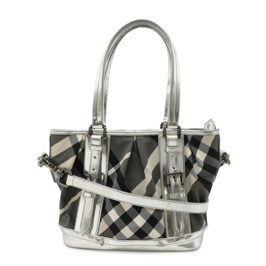 Burberry Beat Check Nylon Patent Leather 2way Tote Bag