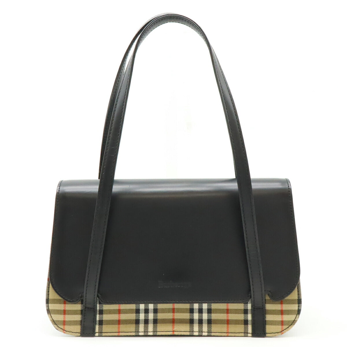 Burberry Check Canvas Leather Handbag