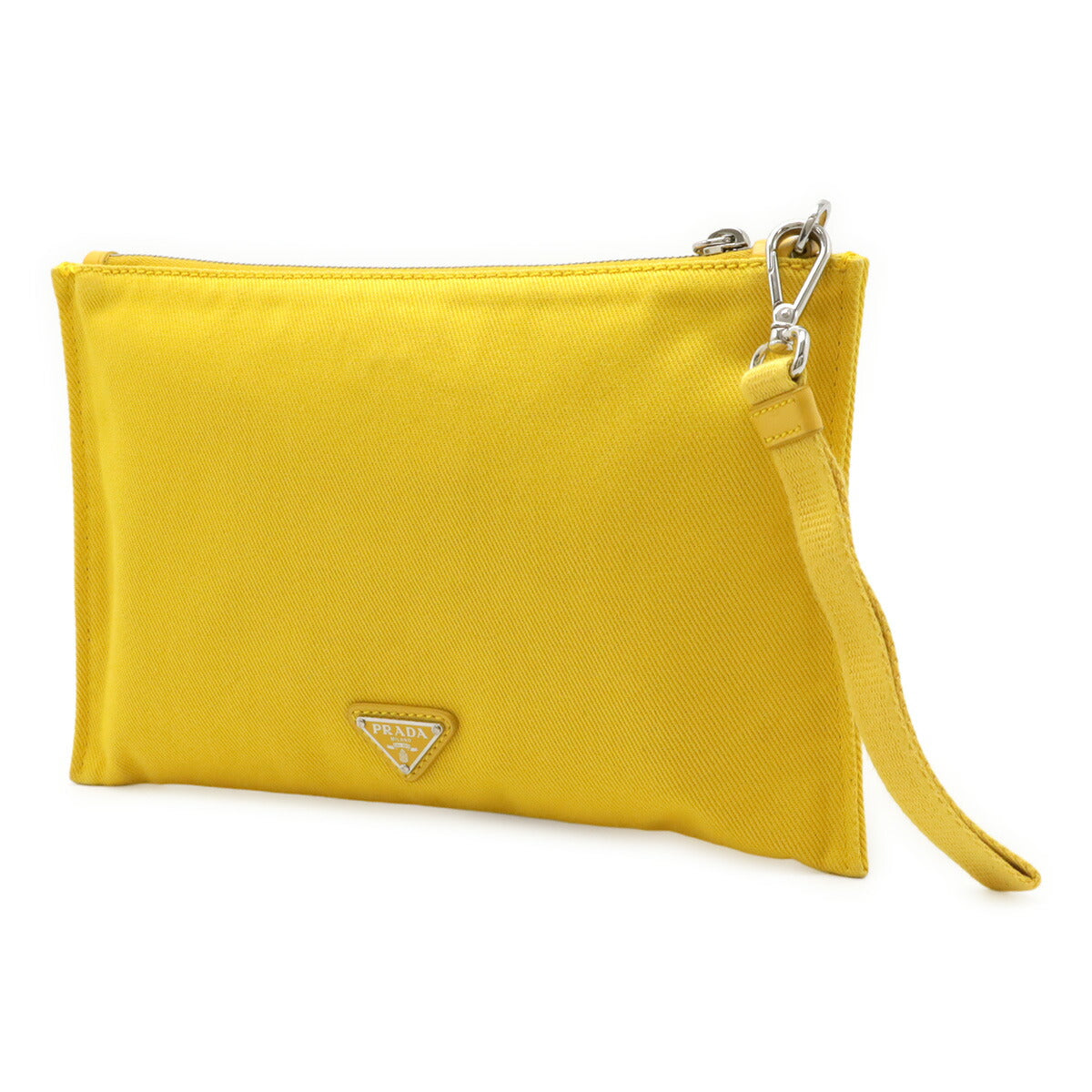 Prada Embossed Logo Canvas Leather 2way Clutch Bag