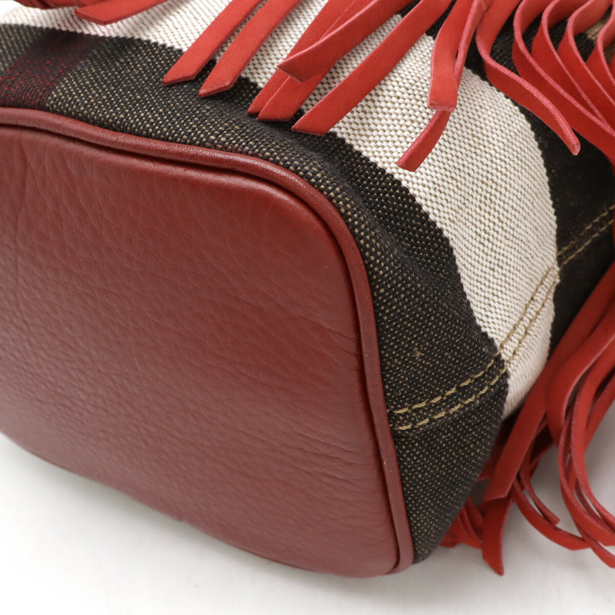 Burberry Nova Check Suede Canvas Leather Shoulder Bag