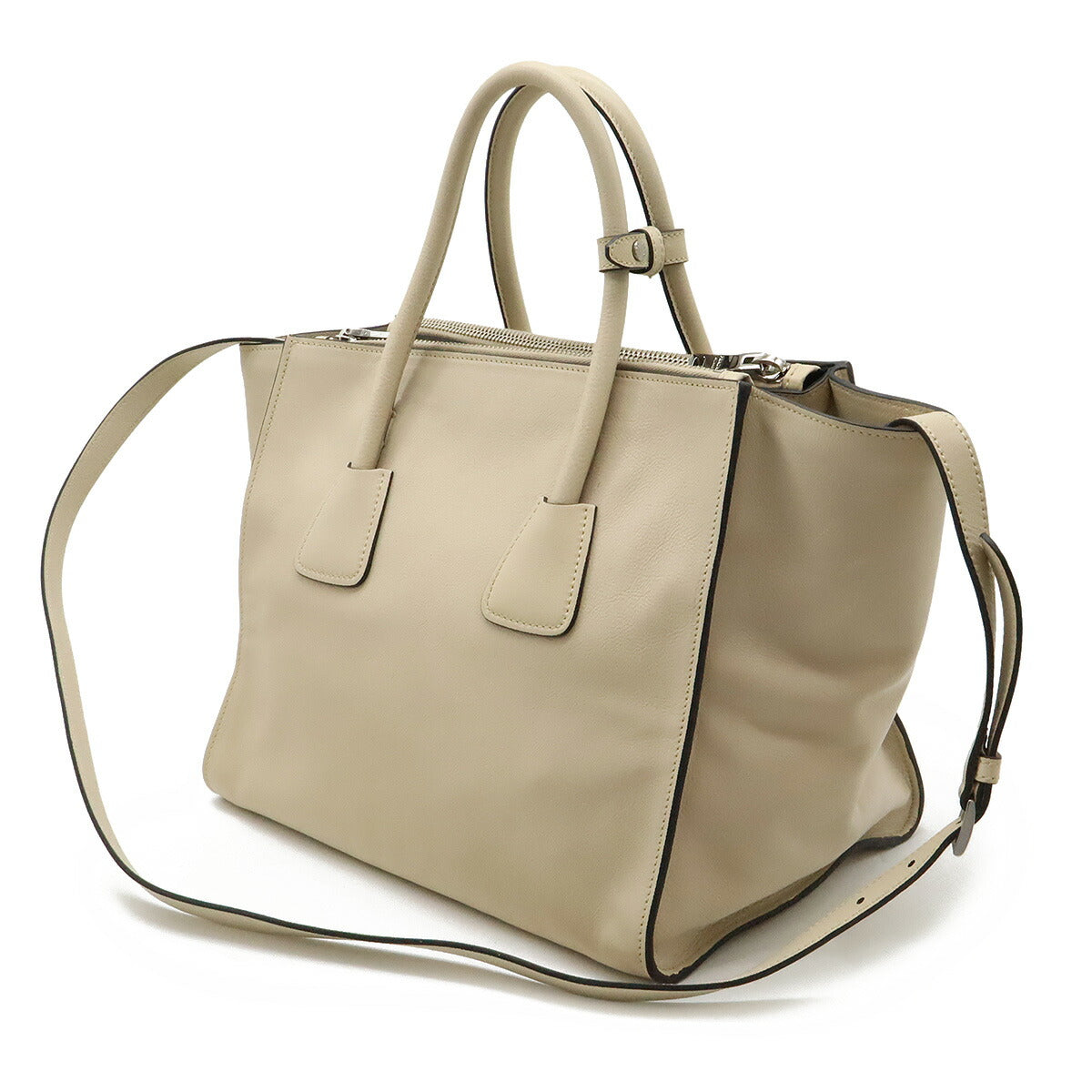 Prada Triangle Logo Leather 2way Bag