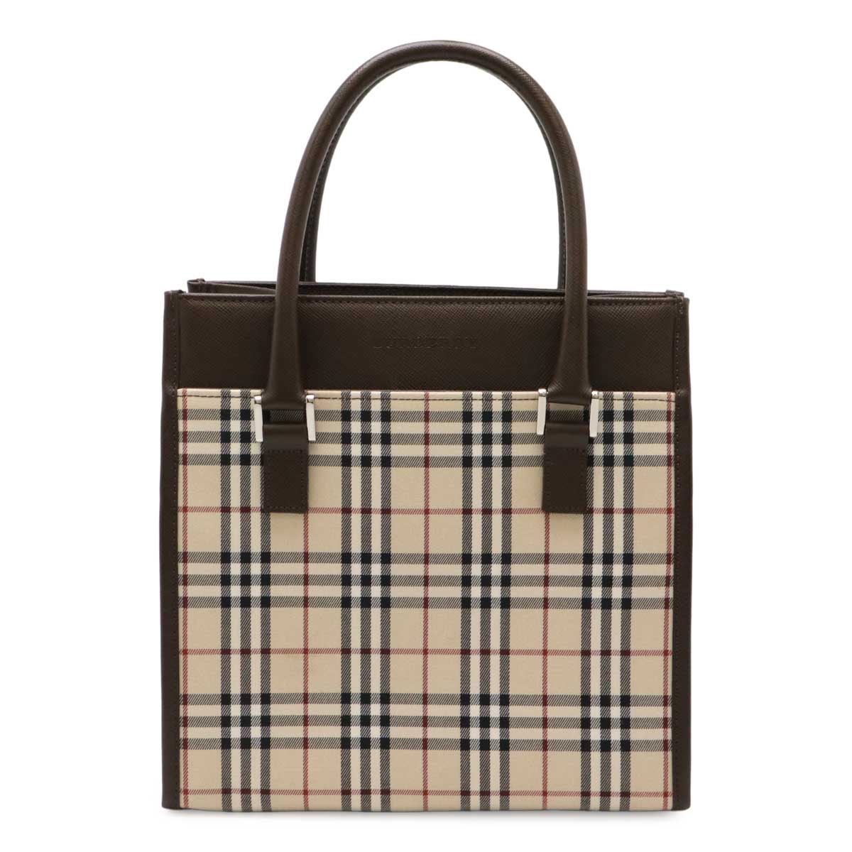Burberry Nova Check Canvas Leather Handbag