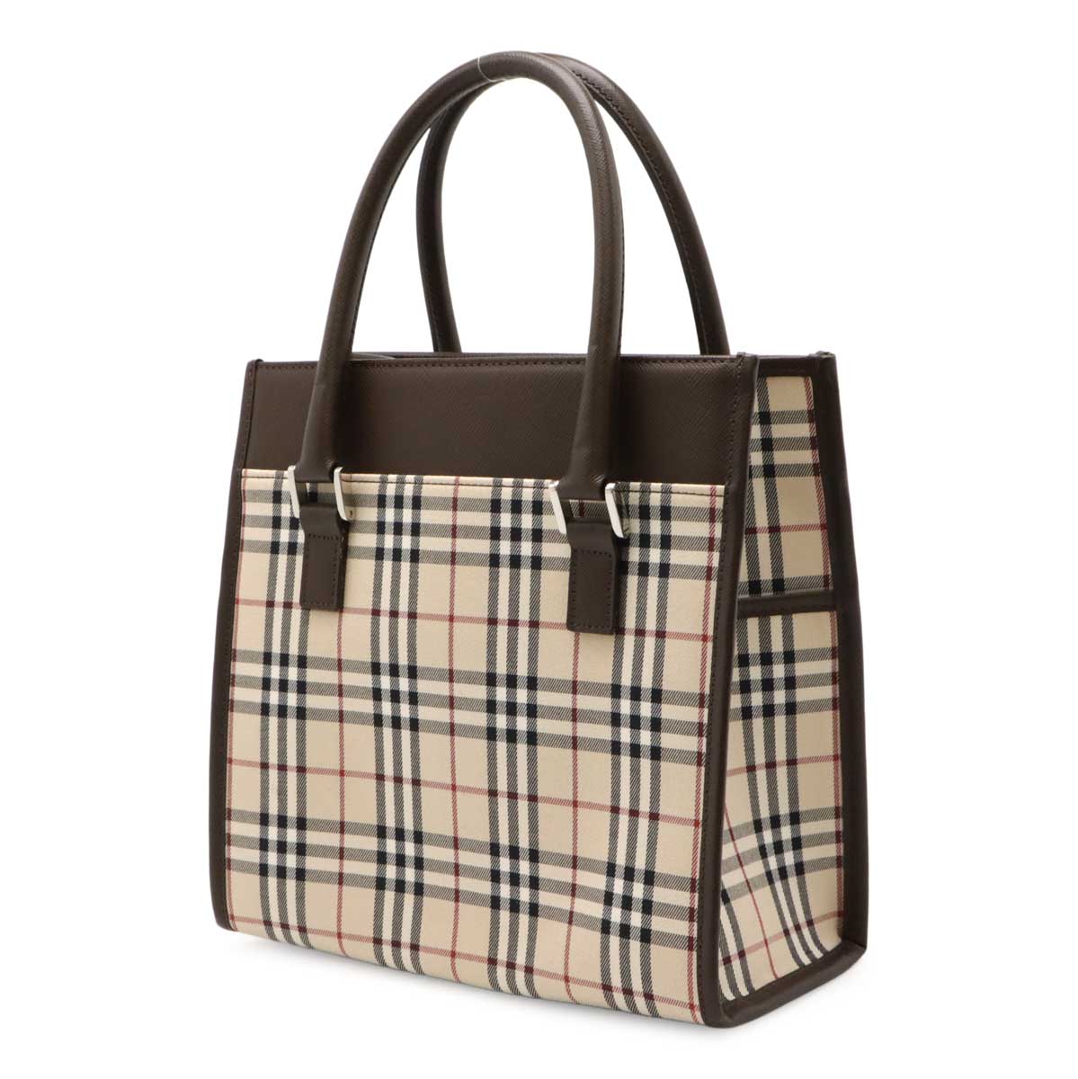 Burberry Nova Check Canvas Leather Handbag