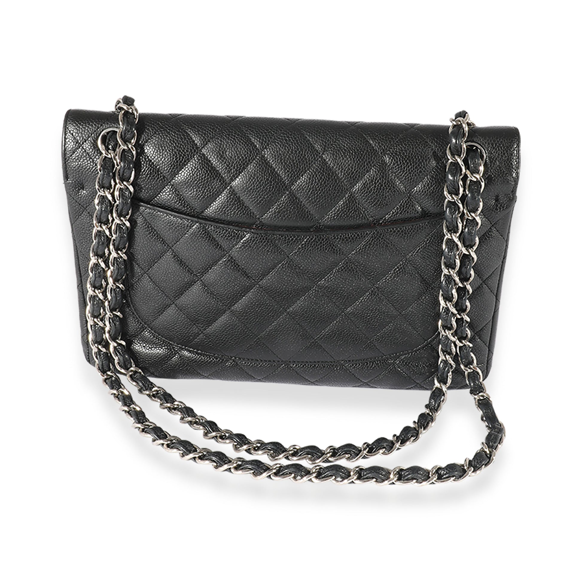 CHANEL Black Caviar Leather Jumbo Double Flap Bag
