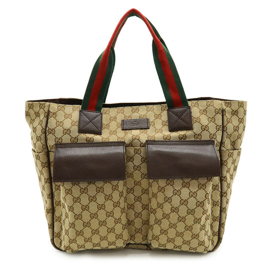 Gucci GG Canvas Leather Tote Bag