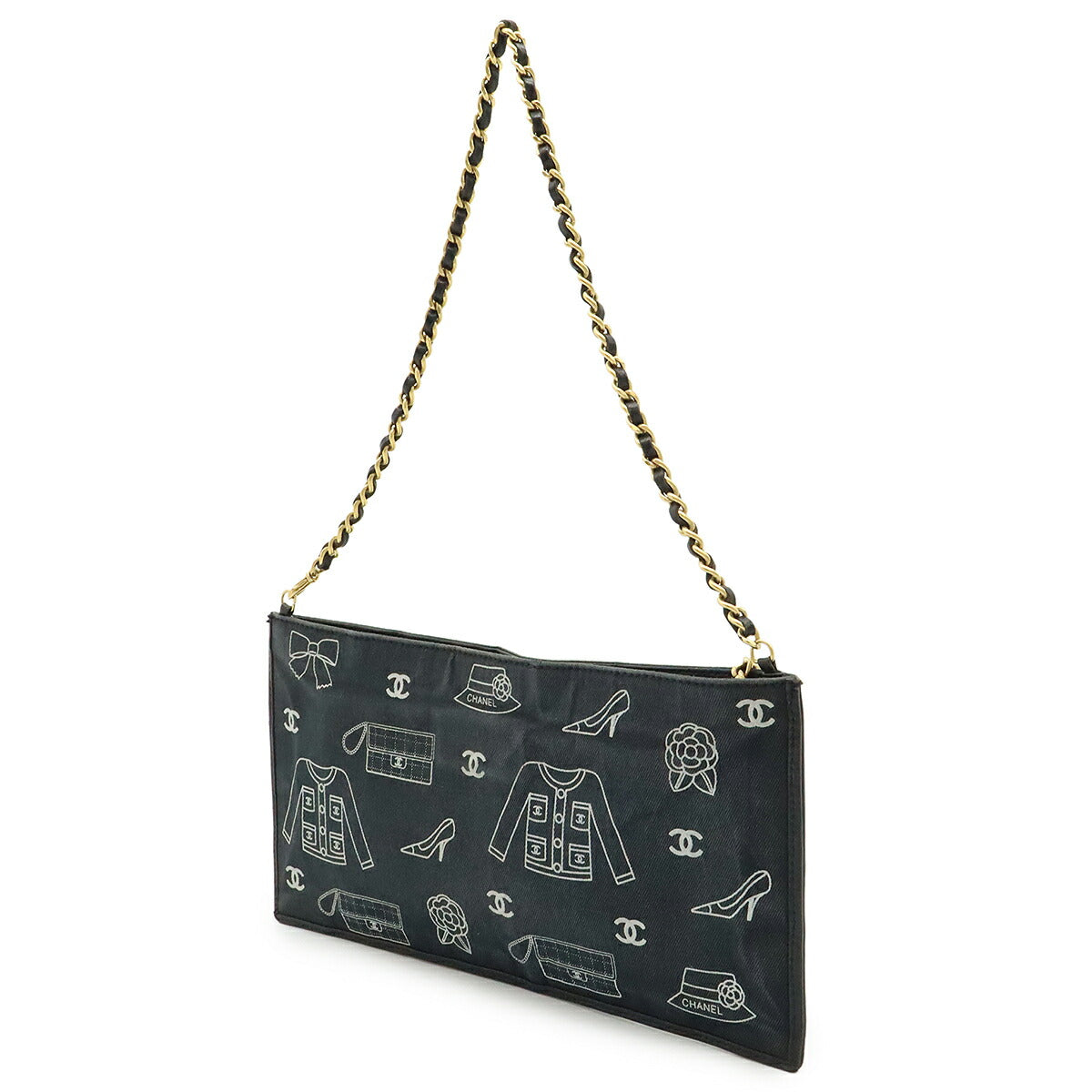 Chanel Icon Print Canvas Leather Shoulder Bag