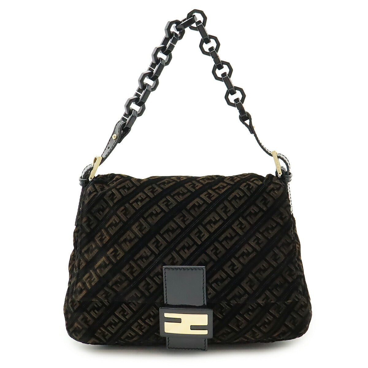 Fendi Mamma Bucket Velour Enamel Shoulder Bag