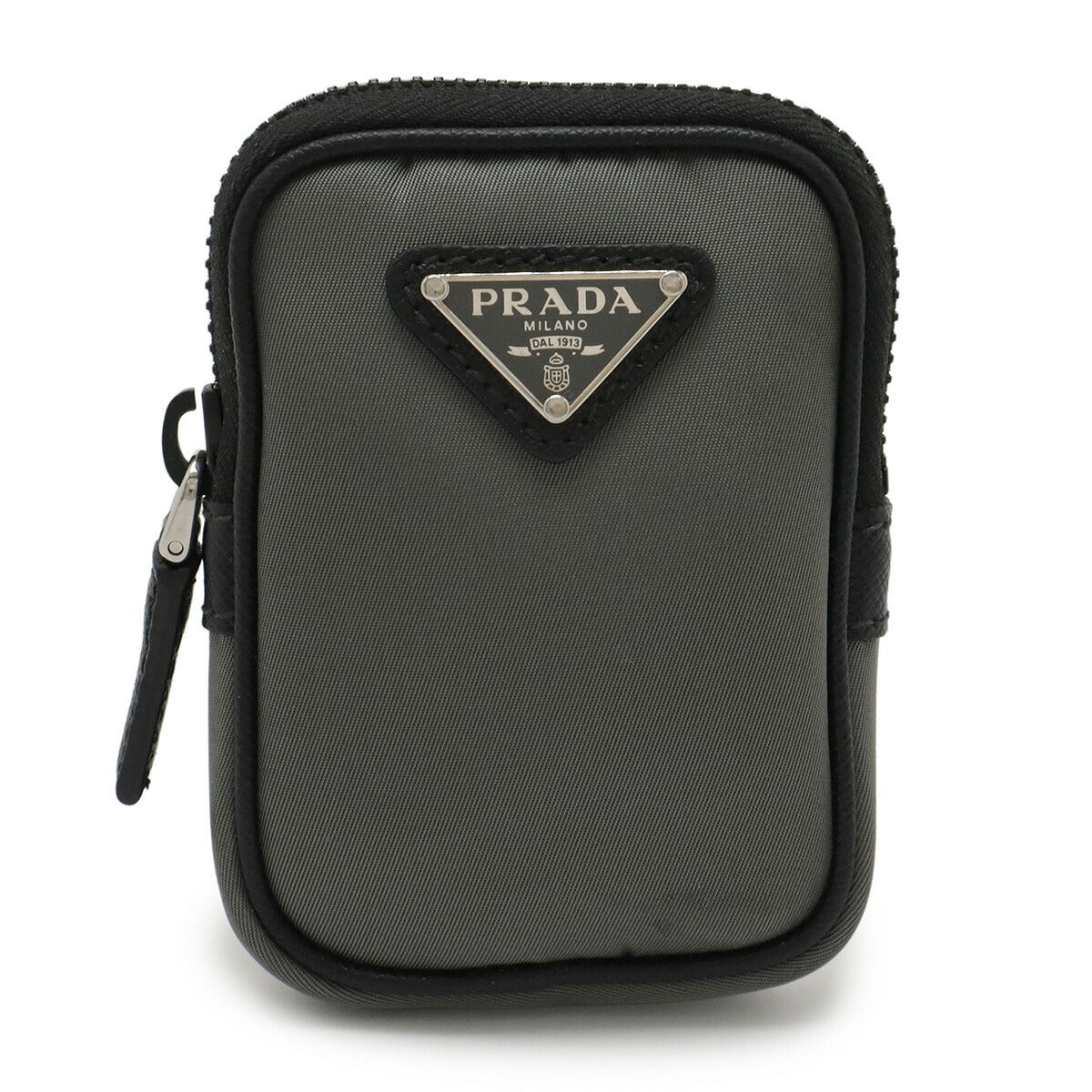Prada Triangle Logo Nylon Leather Pouch
