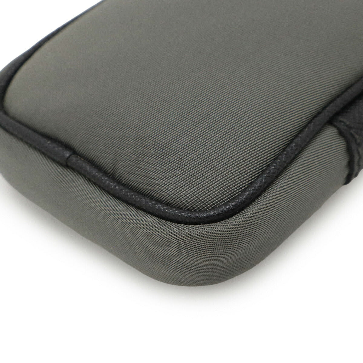 Prada Triangle Logo Nylon Leather Pouch