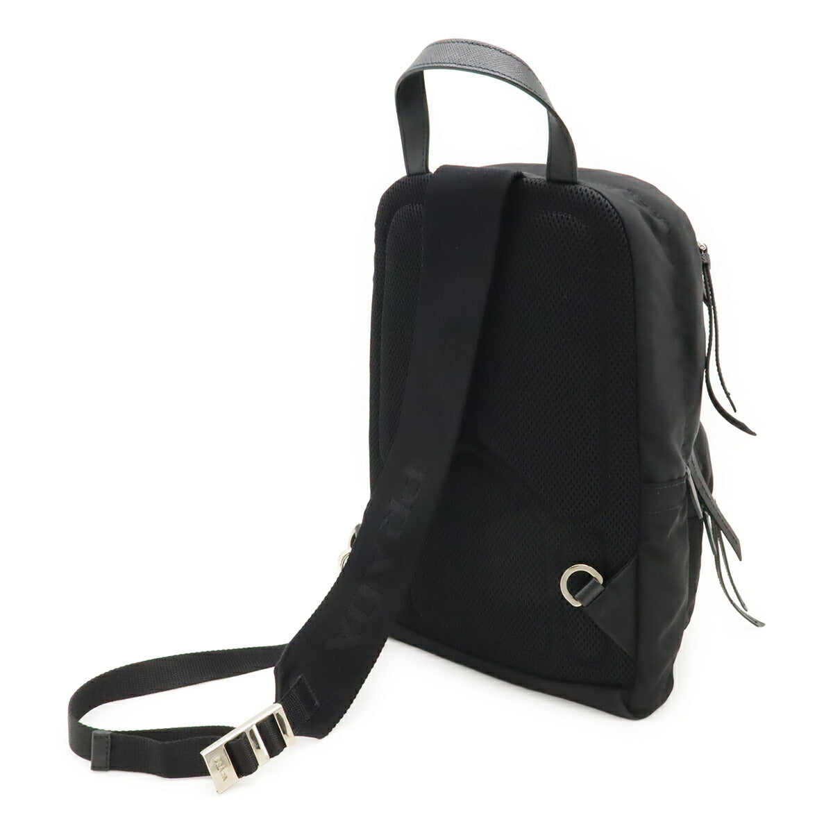 Prada Triangle Logo Nylon Leather Shoulder Bag