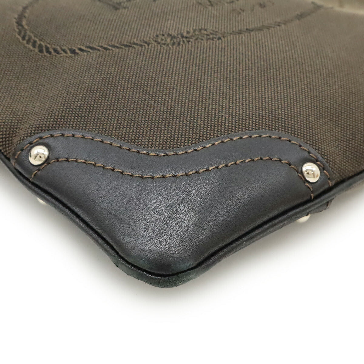 Prada Logo Jacquard Canvas Leather Shoulder Bag