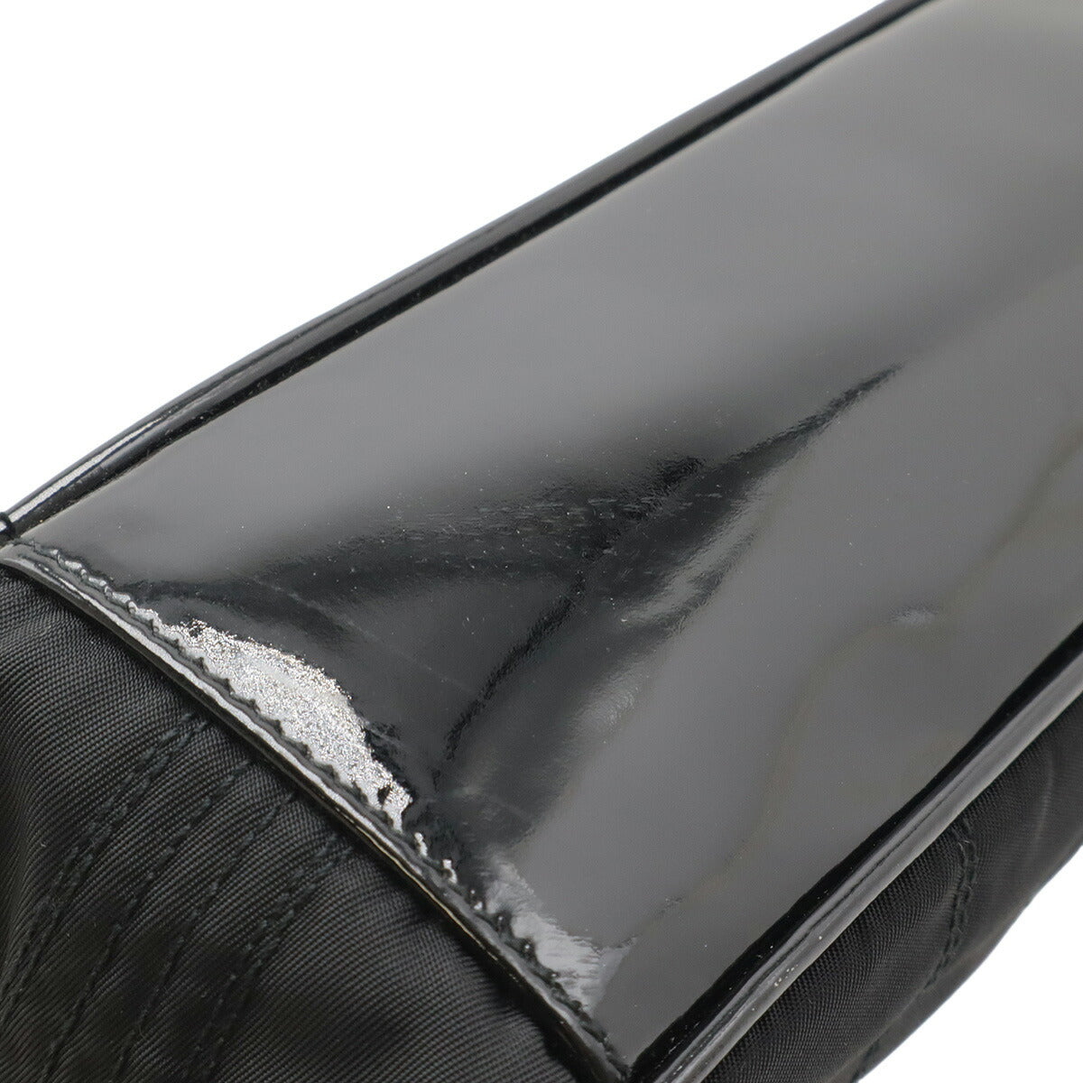Prada Triangle Logo Nylon Patent Leather Pouch