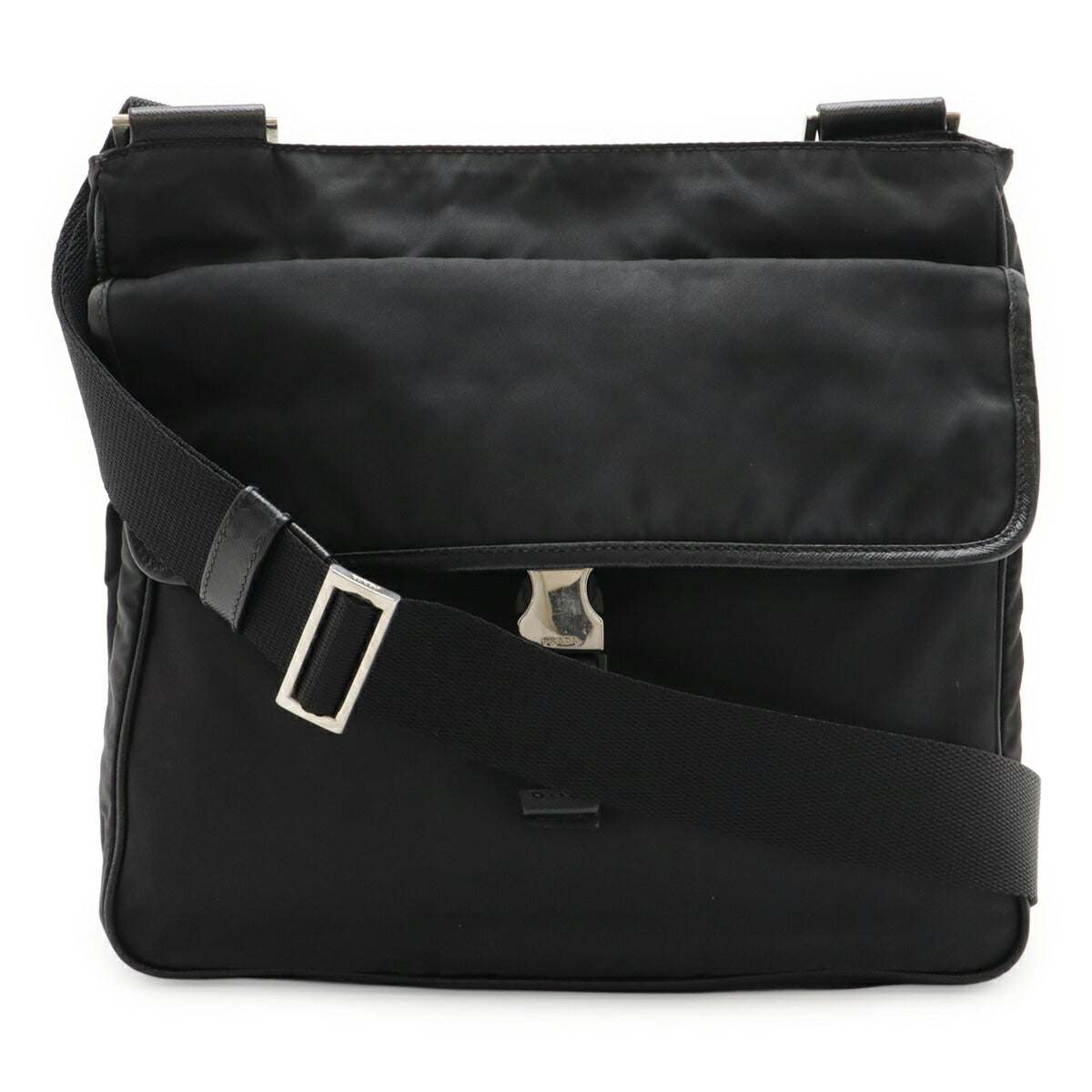 Prada Triangle Logo Nylon Leather Shoulder Bag
