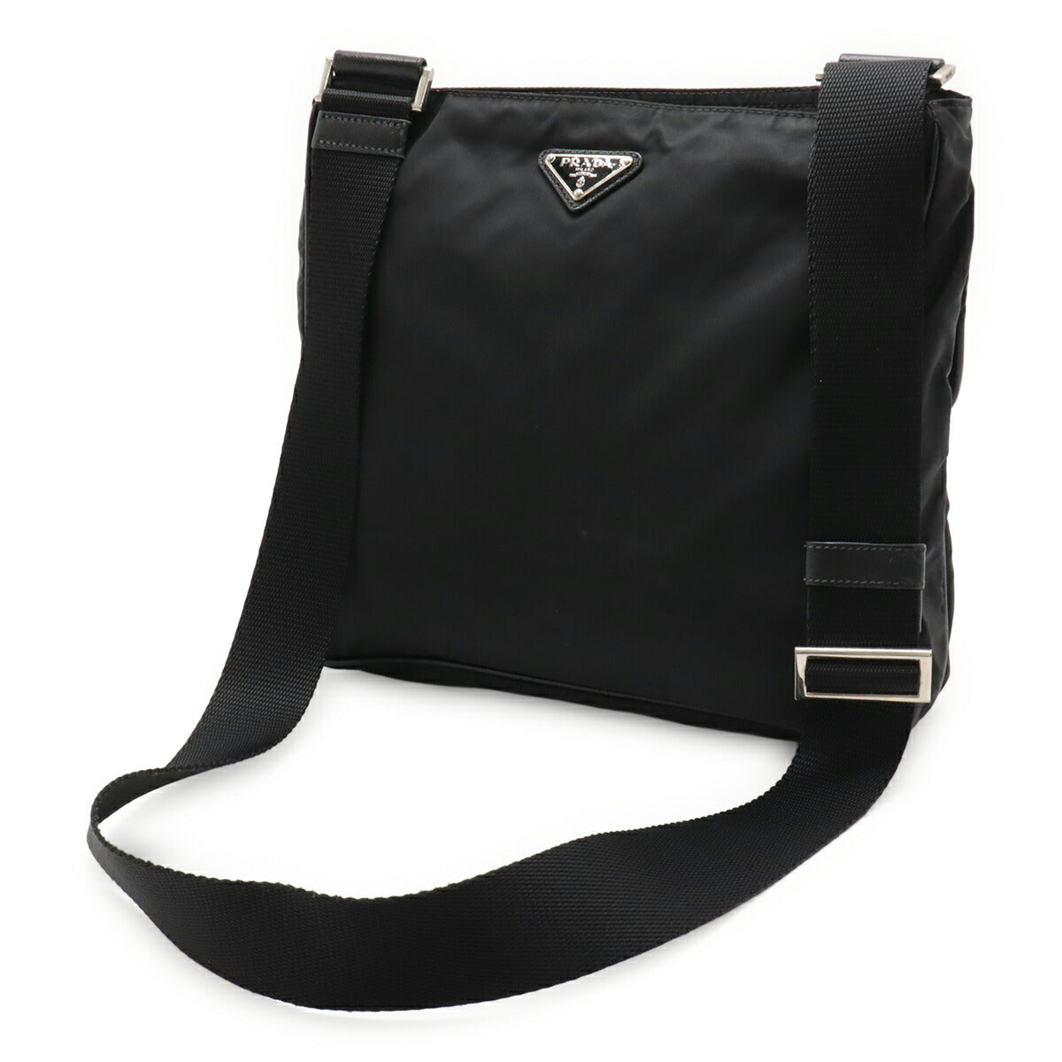 Prada Triangle Logo Nylon Leather Shoulder Bag