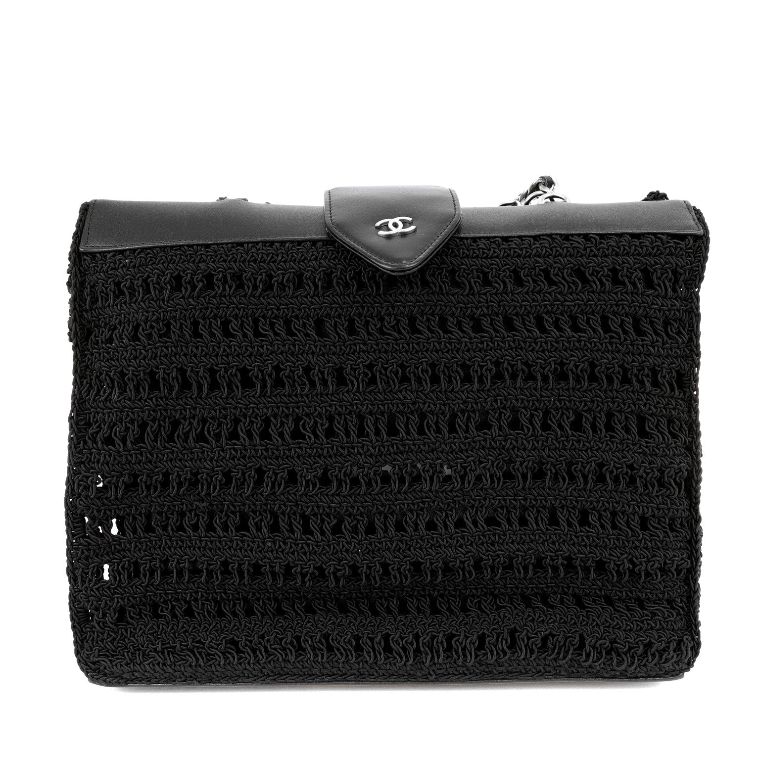 Chanel Black Crocheted Mini Tote with Silver Hardware