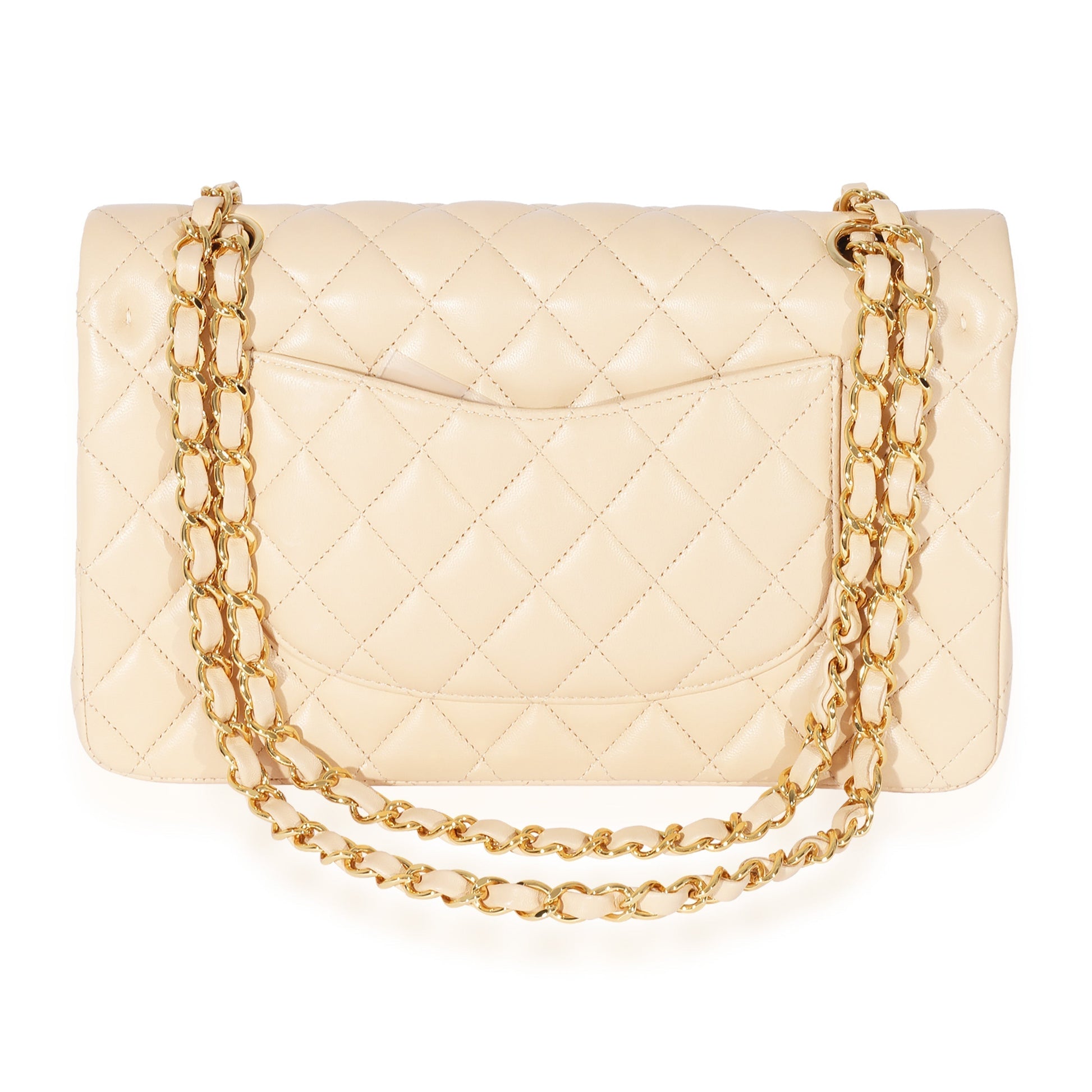 Chanel Beige Lambskin Medium Classic Flap Bag