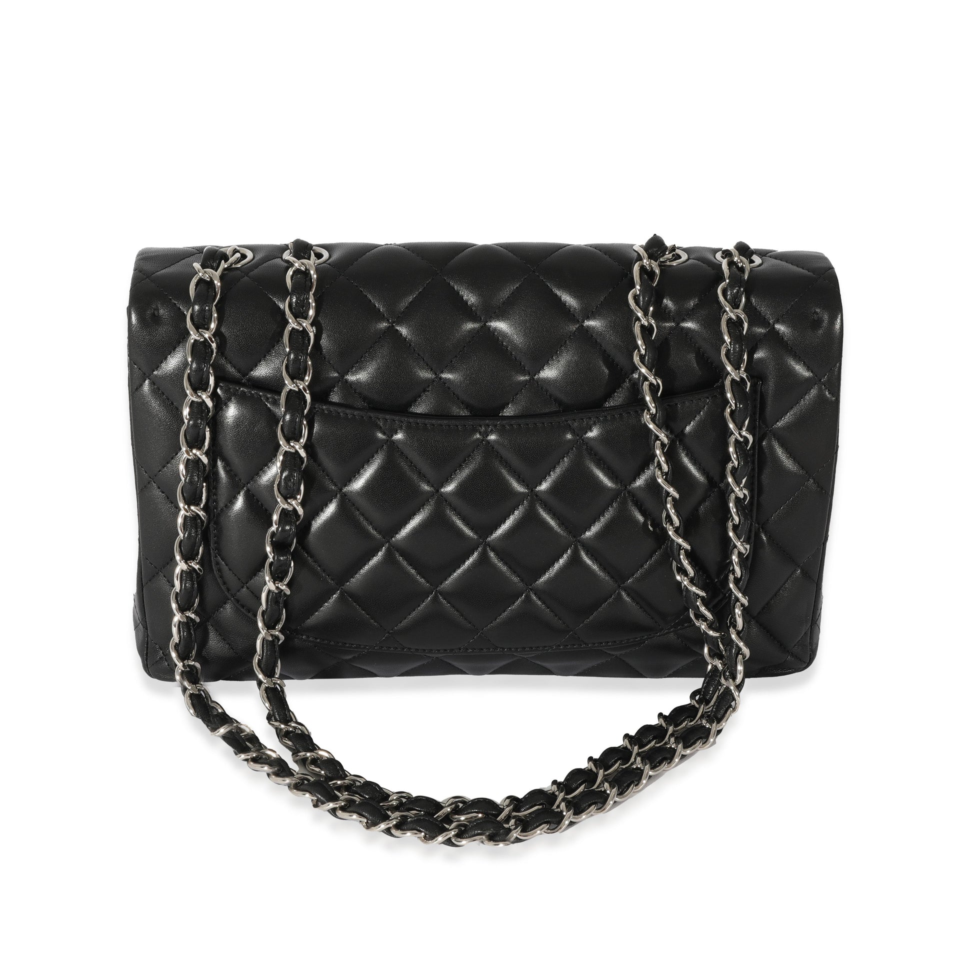 CHANEL Black Lambskin Jumbo Single Flap Bag